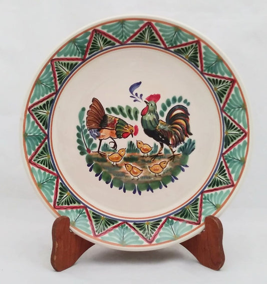 Rooster Family Decorative / Serving Deep Round Platters MultiColors