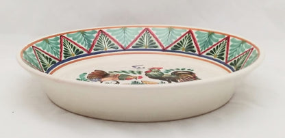 Rooster Family Decorative / Serving Deep Round Platters MultiColors