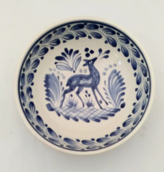 Tazón de sopa/cereal de ciervo 16.9 oz azul y blanco 