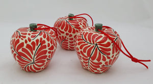 Ornament Apple 3D figure 3 in D x 3 in H Set of 3 Red Colors