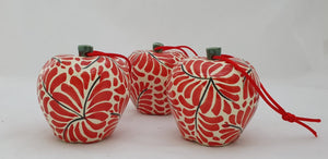 Ornament Apples 3 X 3" Set of 3 Red