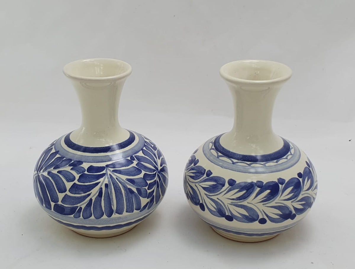 Flower Mini Vase  4.3" Height Set (2 pieces) Blue