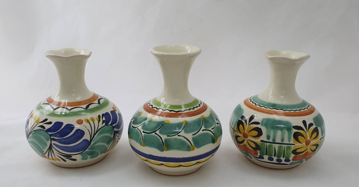 Flower Mini Vase 4.3" Height Set (3 pieces) MultiColors