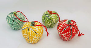 Ornament Apples 3 X 3" Set of 4 Multi-colors