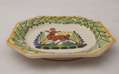 Deer Mini Octagonal Plate 6.7 X 6.7" Green-Yellow