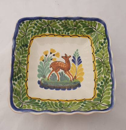 Deer Square Salad Bowl 8.5 X 2.6" Green-Yellow Colors