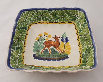 Deer Square Salad Bowl 8.5 X 2.6" Green-Yellow Colors