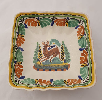 Deer Square Salad Bowl 8.5 X 2.6" Green-Terracota