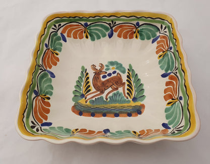 Deer Square Salad Bowl 8.5 X 2.6" Green-Terracota