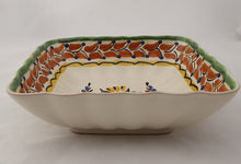 Bird Square Salad Bowl 8.5 X 2.6" Terracota-Green - Mexican Pottery by Gorky Gonzalez