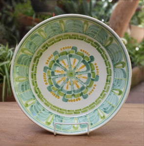 Flower Decorative / Serving Deep Round Platters Green Colors