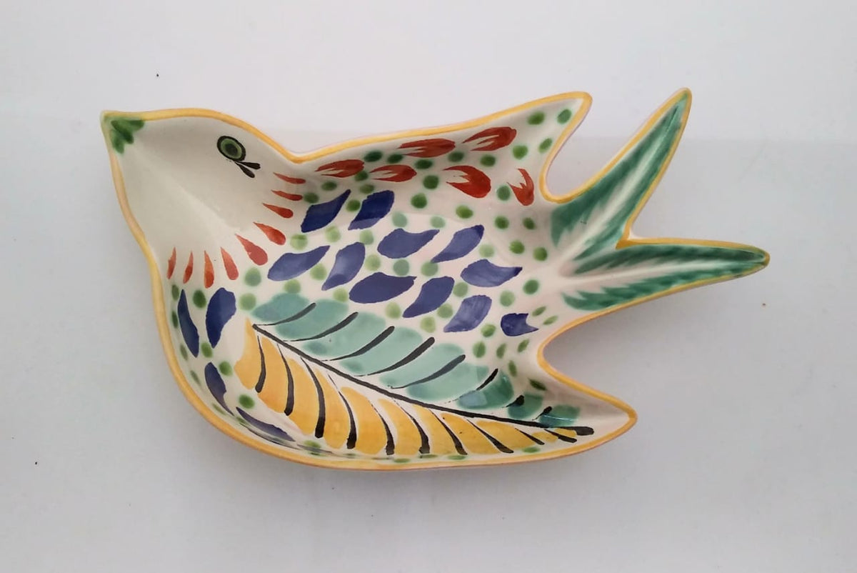 Bird Small Swallow Dish 6.1 X 4.1" MultiColors - Mexican Pottery by Gorky Gonzalez