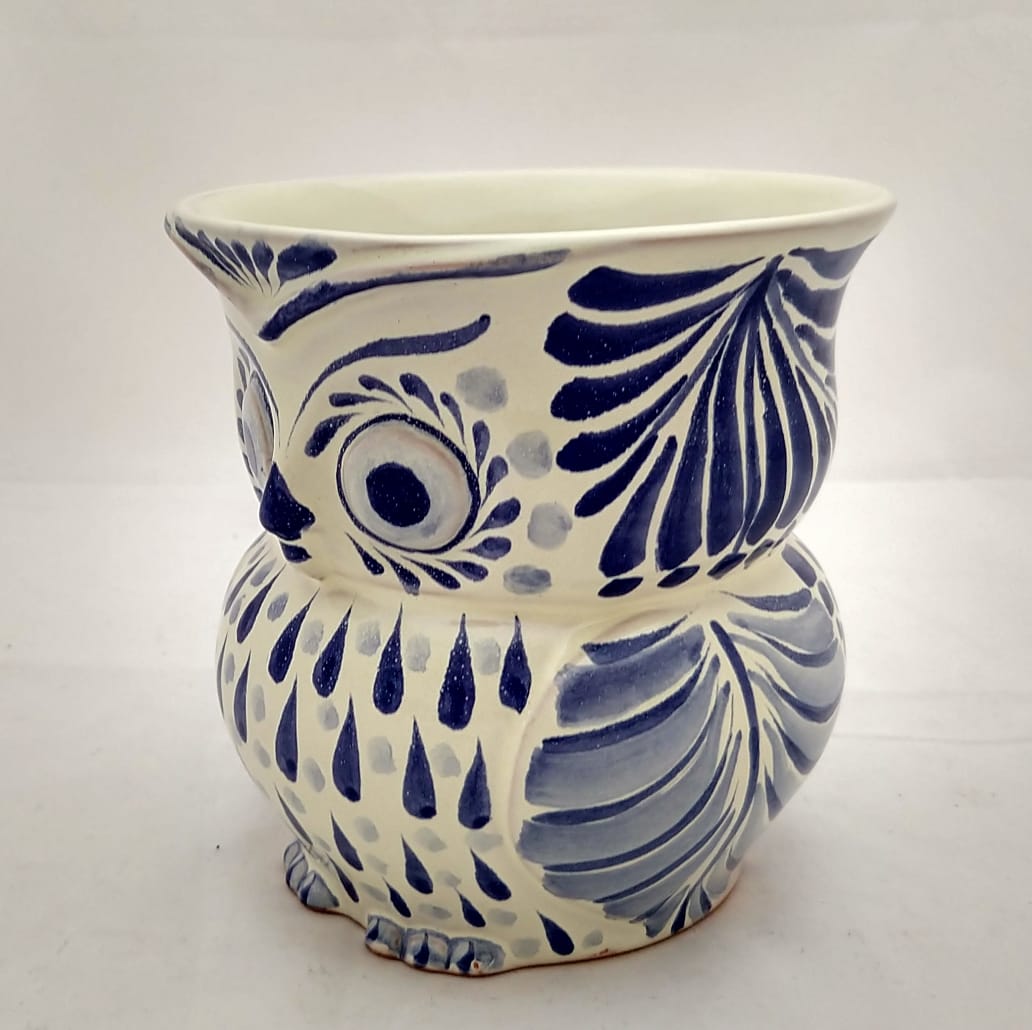 Owl Flower Pot 5.5" Height Blue