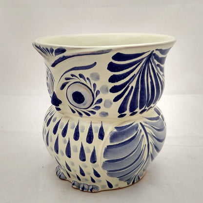 Owl Flower Pot 5.5" Height Blue