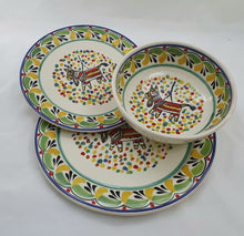 Party Dish Set (3 pieces) Green-Red Colors (Service for one)