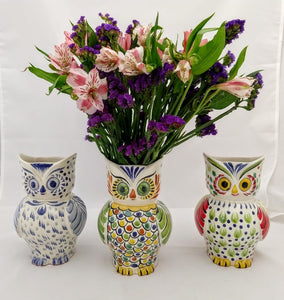 Owl Flower Vase 7.5" H Black