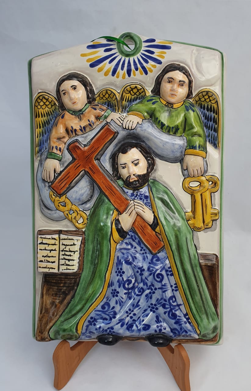 Retablo de San Pedro 13.4 X 8.7" Multicolores 