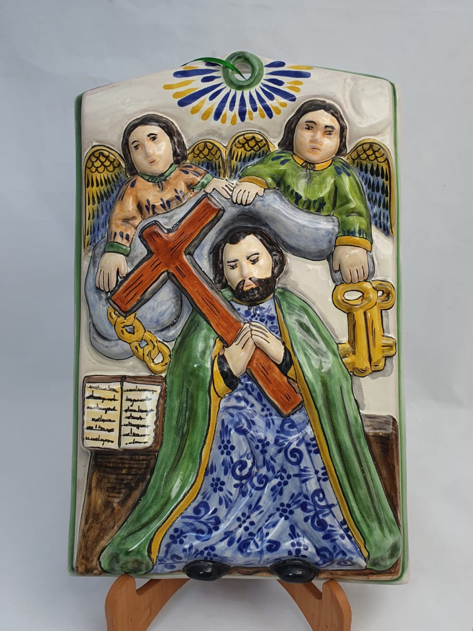 Retablo de San Pedro 13.4 X 8.7" Multicolores 
