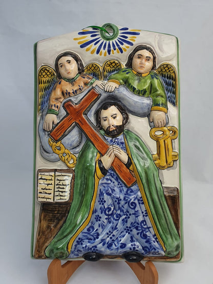 Retablo de San Pedro 13.4 X 8.7" Multicolores 