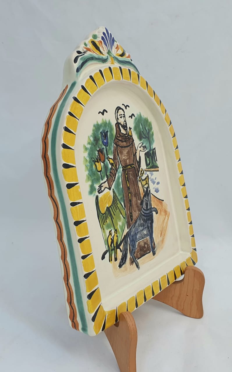 Saint Francis AltarPiece 8.9" Height Yellow-Terracota Colors