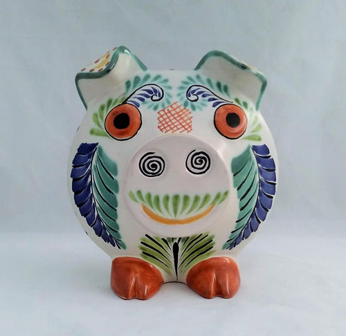 Pig Bank Blue-Green Colors