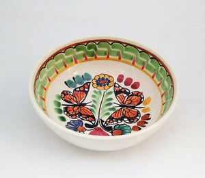Butterfly Cereal Bowl 16.9 Oz Green-Red Colors - Mexican Pottery by Gorky Gonzalez