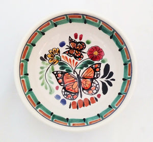 Butterfly Cereal Bowl 16.9 Oz Green-Terracota-Black Colors - Mexican Pottery by Gorky Gonzalez