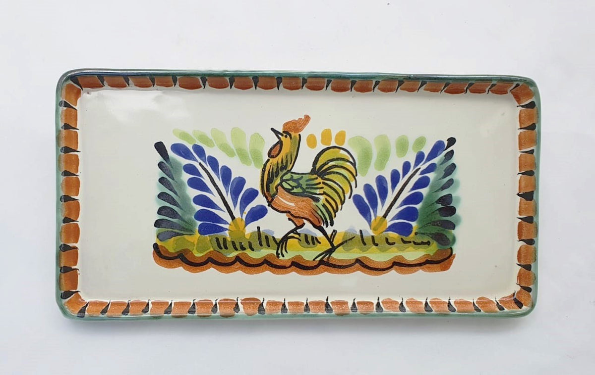 Mini Bandeja Rectangular Gallo 8,7*4,3 en colores Terracota-Azul-Amarillo 