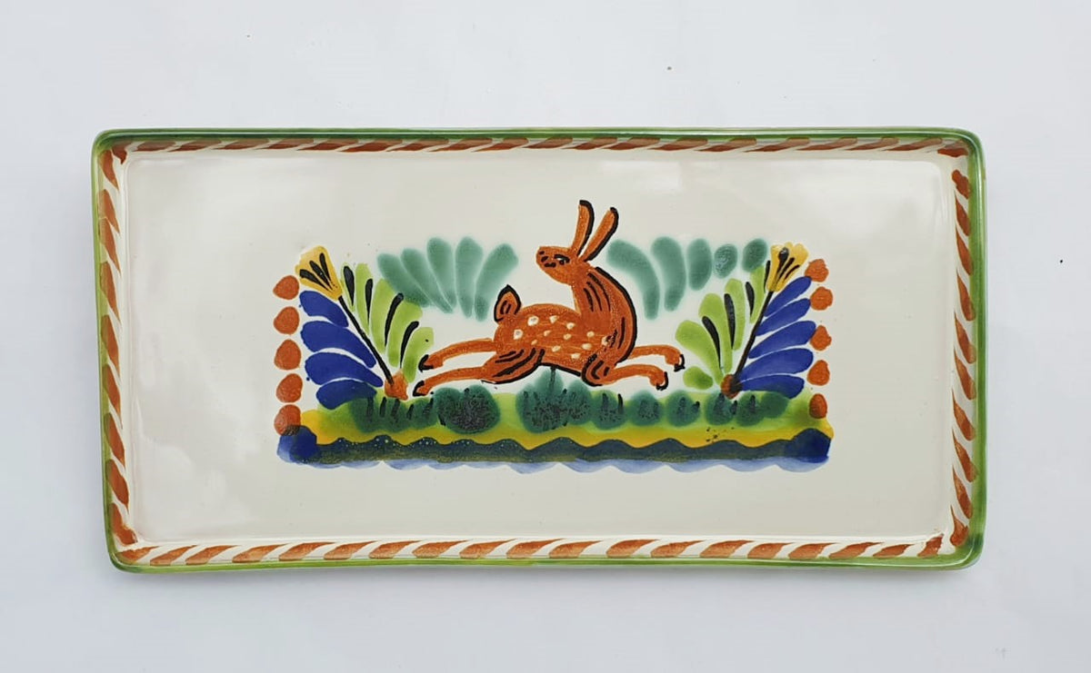 Rabbit Rectangular Mini Tray 8.7*4.3 in Terracota-Blue-Green Colors