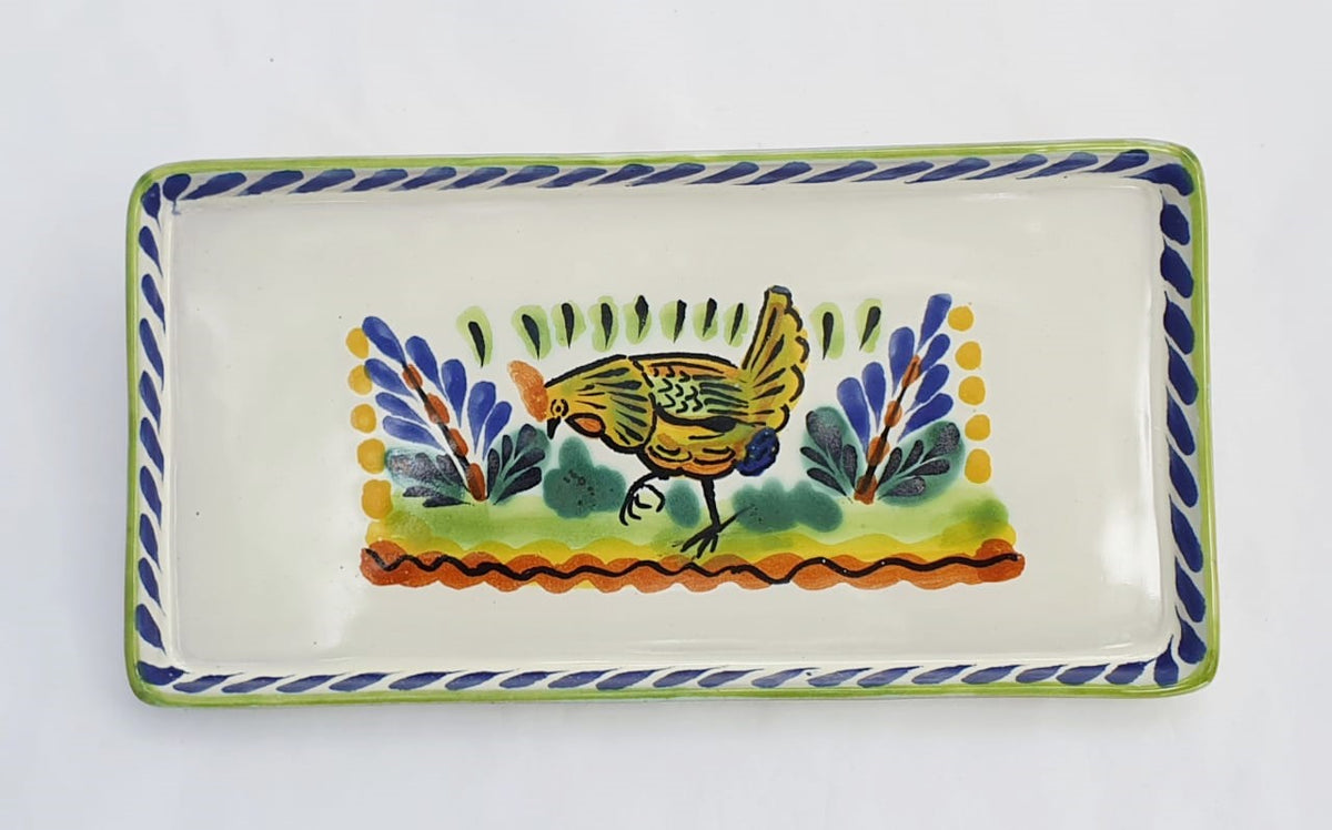 Hen Rectangular Mini Tray 8.7*4.3 in Blue-Yellow Colors