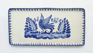 Bird Rectangular Mini Tray 8.7*4.3 in Blue and White - Mexican Pottery by Gorky Gonzalez