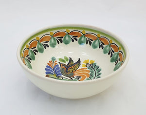 Bird Cereal Bowl 16.9 Oz Green-Terracota Colors - Mexican Pottery by Gorky Gonzalez