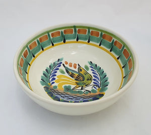 Bird Cereal Bowl 16.9 Oz Green-Terracota Colors - Mexican Pottery by Gorky Gonzalez