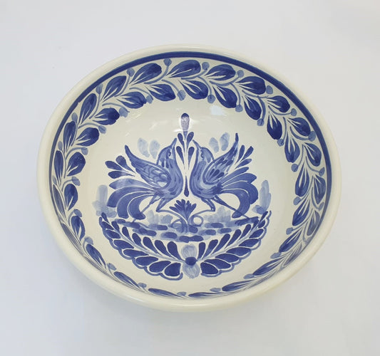 Love Birds Cereal/Soup Bowl 16.9 Oz Blue and White