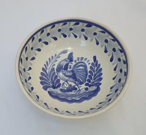 Rooster Cereal/Soup Bowl 16.9 Oz Blue and White