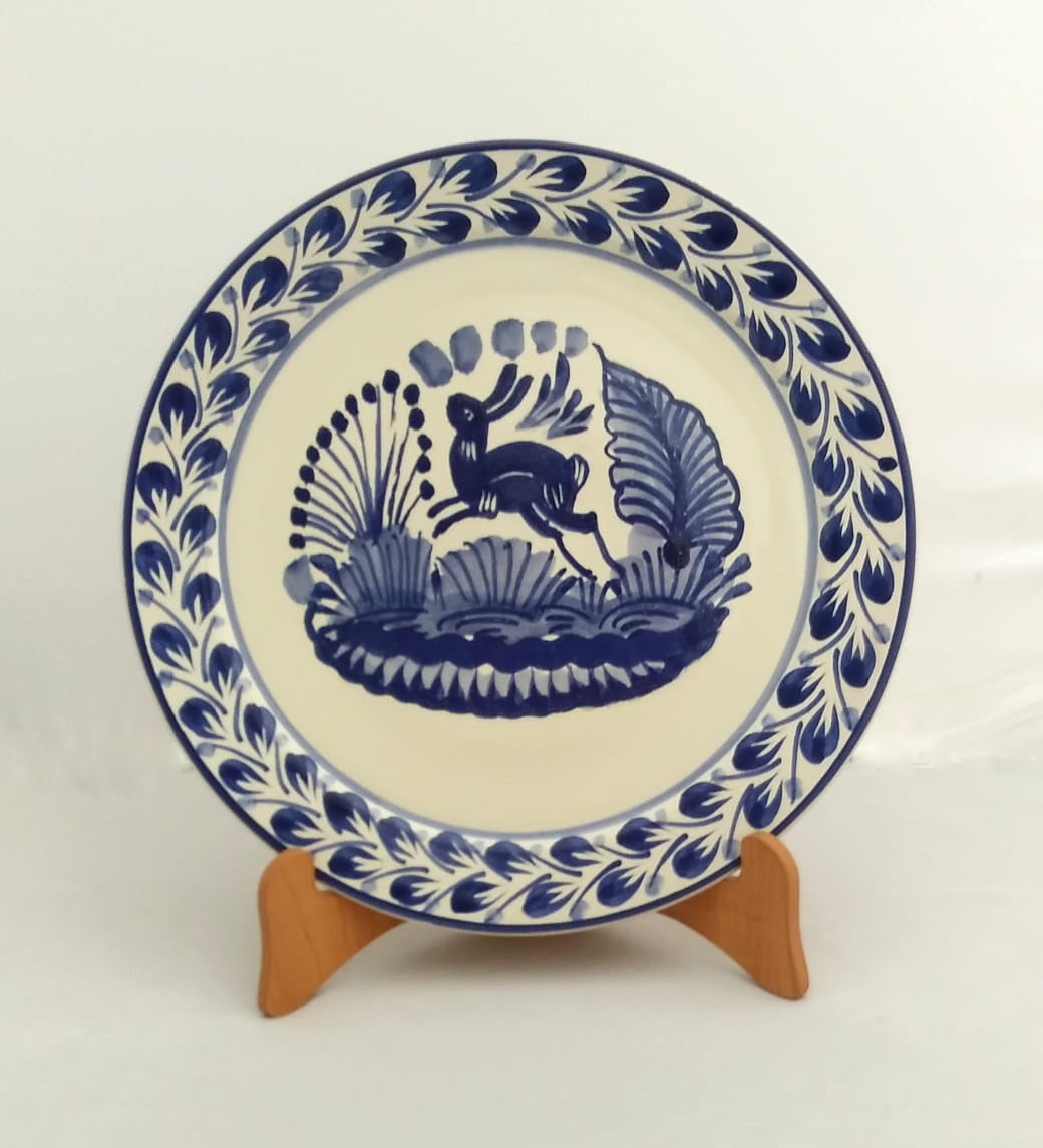 Rabbit Plates Blue and White