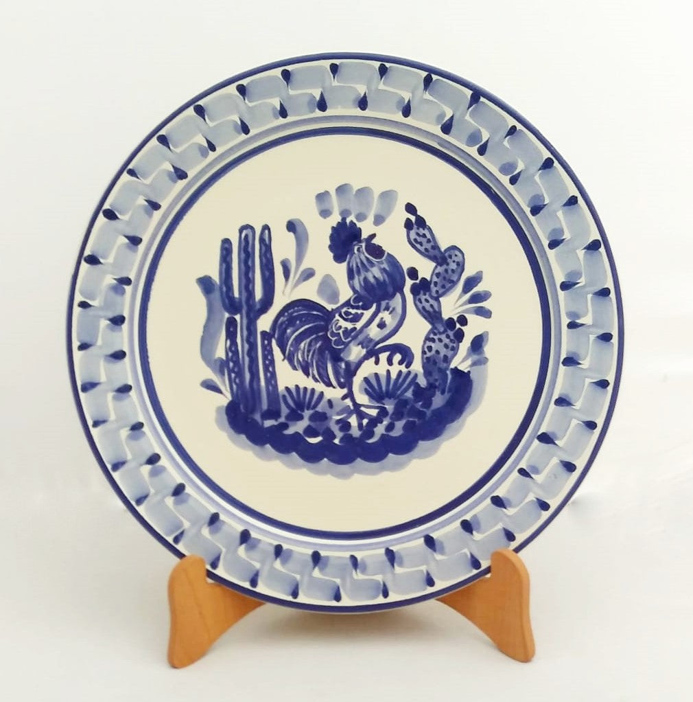 Rooster Plates Blue and White