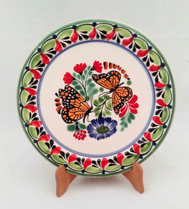 Butterfly Base Dinner Plate 12" D Red-Green-Black - Mexican Pottery by Gorky Gonzalez