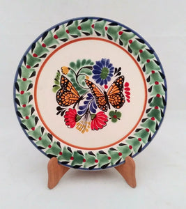Butterfly Base Dinner Plate 12" D Green-Black - Mexican Pottery by Gorky Gonzalez