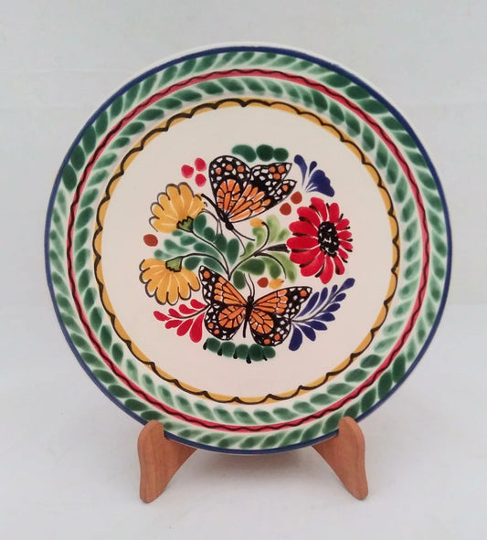 Butterfly Base Dinner Plate 12" D MultiColors - Mexican Pottery by Gorky Gonzalez