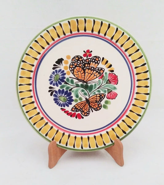 Butterfly Base Dinner Plate 12" D Yellow-Black Colors - Mexican Pottery by Gorky Gonzalez