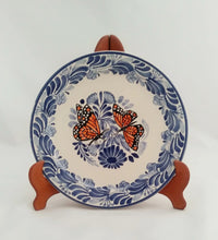 Butterfly Dish Set (3 pieces) Blue-Orange Colors (Personal Service) - Mexican Pottery by Gorky Gonzalez