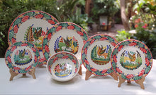 Bird Christmas Dish Set (6 pieces) for 1 Service - Mexican Pottery by Gorky Gonzalez