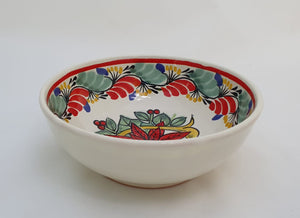 PoinSettia Cereal/Soup Bowl 16.9 Oz Green-Red Colors