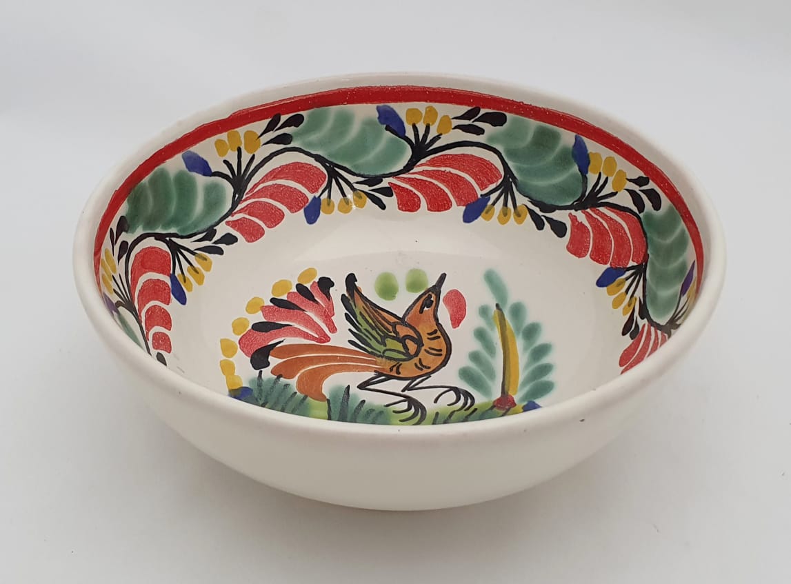 Bird Cereal/Soup Bowl 16.9 Oz Green-Red Colors
