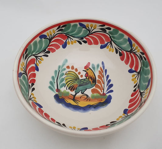 Rooster Cereal/Soup Bowl 16.9 Oz Green-Red Colors