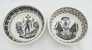 Catrina & Catrin Cereal Bowl 16.9 Oz Set of 2 pieces Black and White - Mexican Pottery by Gorky Gonzalez