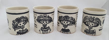 Catrina Coffe Mug Set of 4 pieces 13.9 Oz Black and White - Mexican Pottery by Gorky Gonzalez