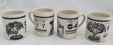 Catrina Coffe Mug Set of 4 pieces 13.9 Oz Black and White - Mexican Pottery by Gorky Gonzalez