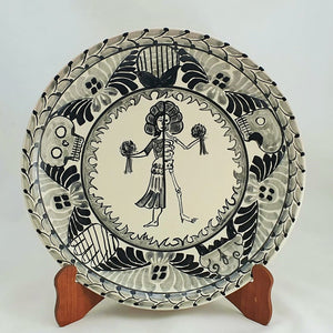 Live & Dead / Catrina Decorative Platter 13" D Black and White